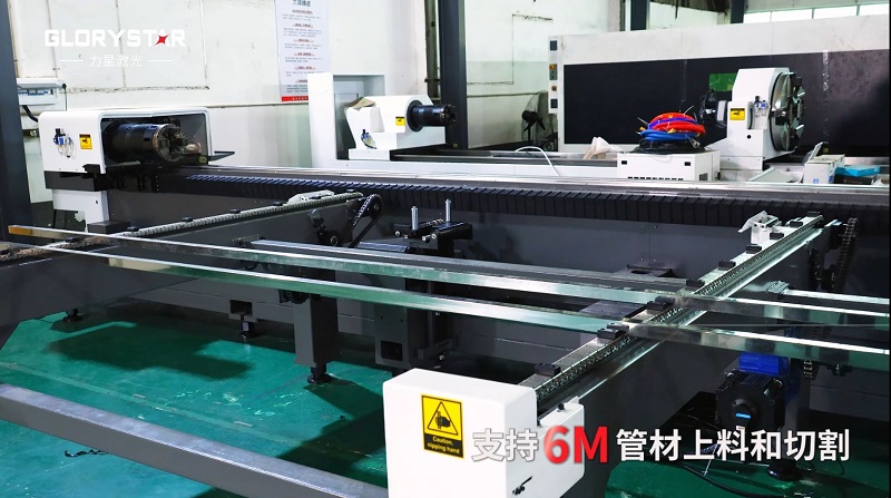 6000瓦雙卡盤激光切管機，高效率，高精度，高品質